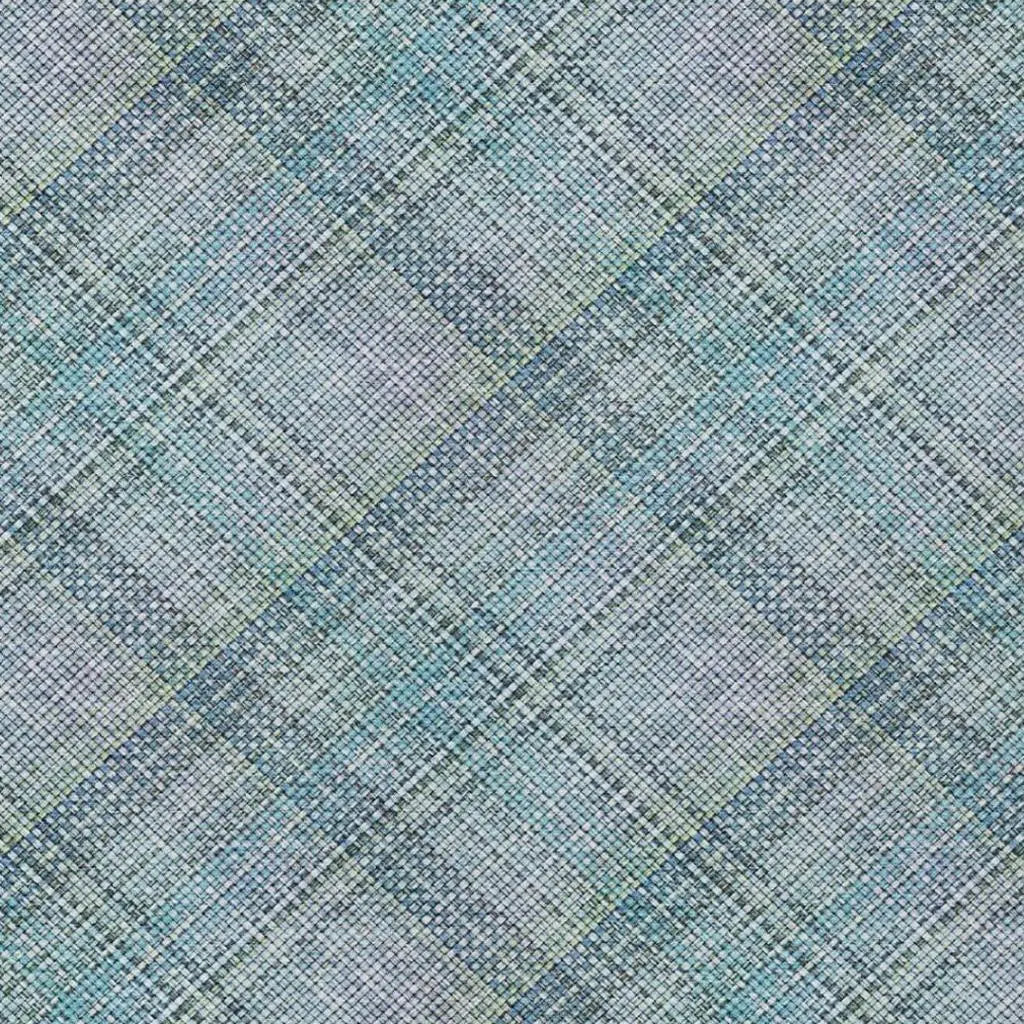 9' X 12' Sky Blue And Blue Plaid Washable Indoor Outdoor Area Rug Homeroots Outdoor