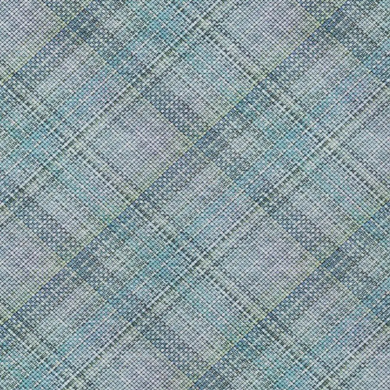 9' X 12' Sky Blue And Blue Plaid Washable Indoor Outdoor Area Rug Homeroots Outdoor