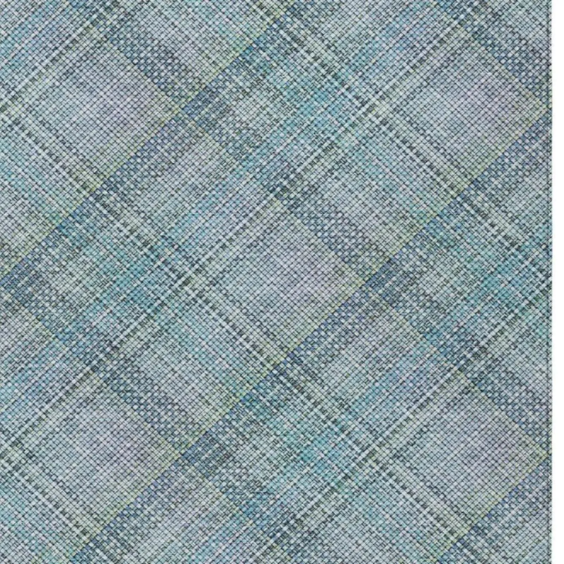 9' X 12' Sky Blue And Blue Plaid Washable Indoor Outdoor Area Rug Homeroots Outdoor