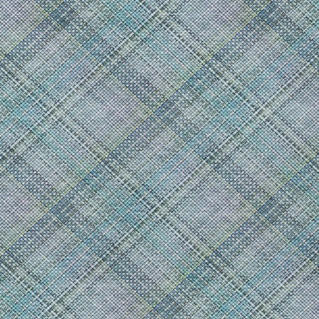 9' X 12' Sky Blue And Blue Plaid Washable Indoor Outdoor Area Rug Homeroots Outdoor