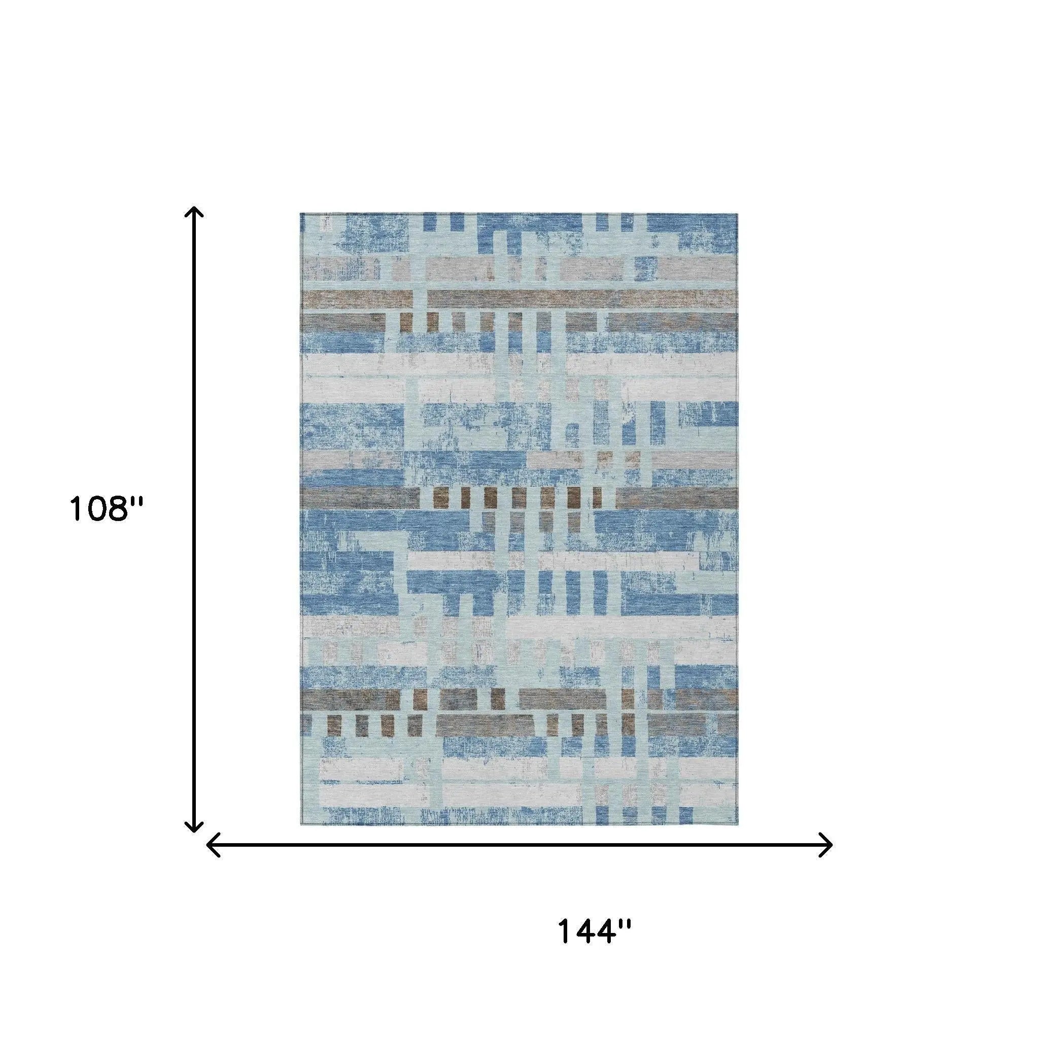 9' X 12' Sky Blue And Blue Striped Washable Indoor Outdoor Area Rug Homeroots Outdoor