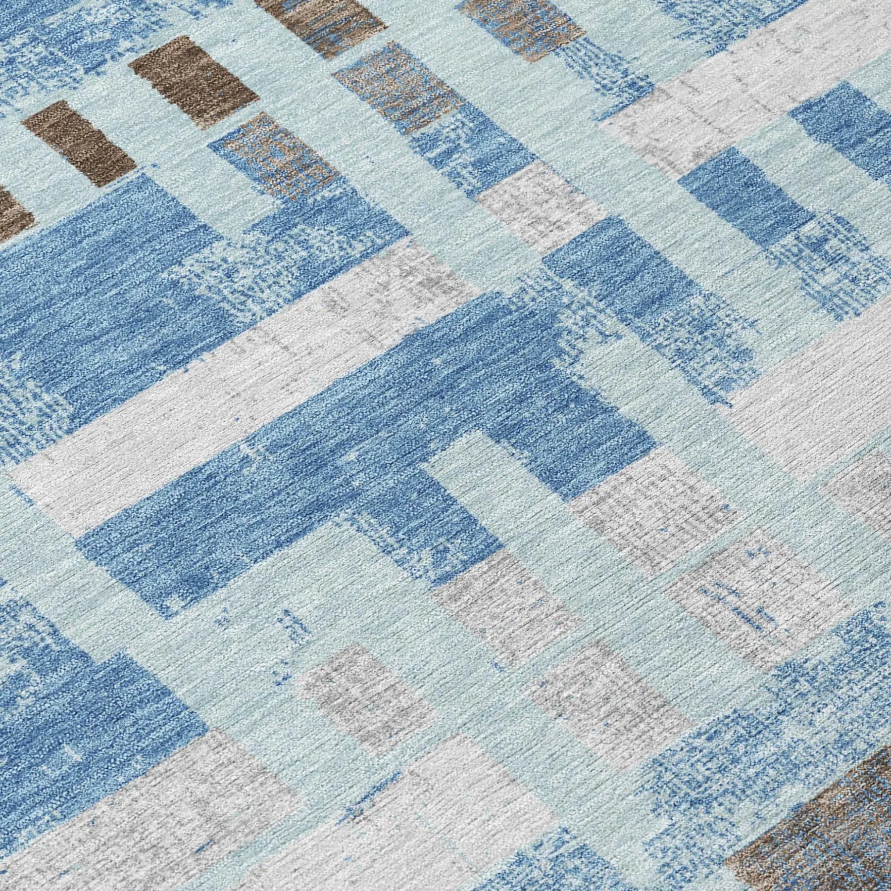 9' X 12' Sky Blue And Blue Striped Washable Indoor Outdoor Area Rug Homeroots Outdoor