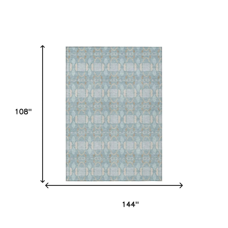 9' X 12' Sky Blue And Blue Striped Washable Indoor Outdoor Area Rug Homeroots Outdoor