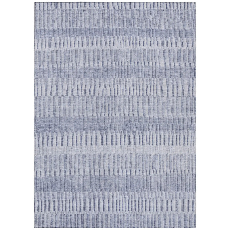 9' X 12' Sky Blue And Blue Striped Washable Indoor Outdoor Area Rug Homeroots Outdoor