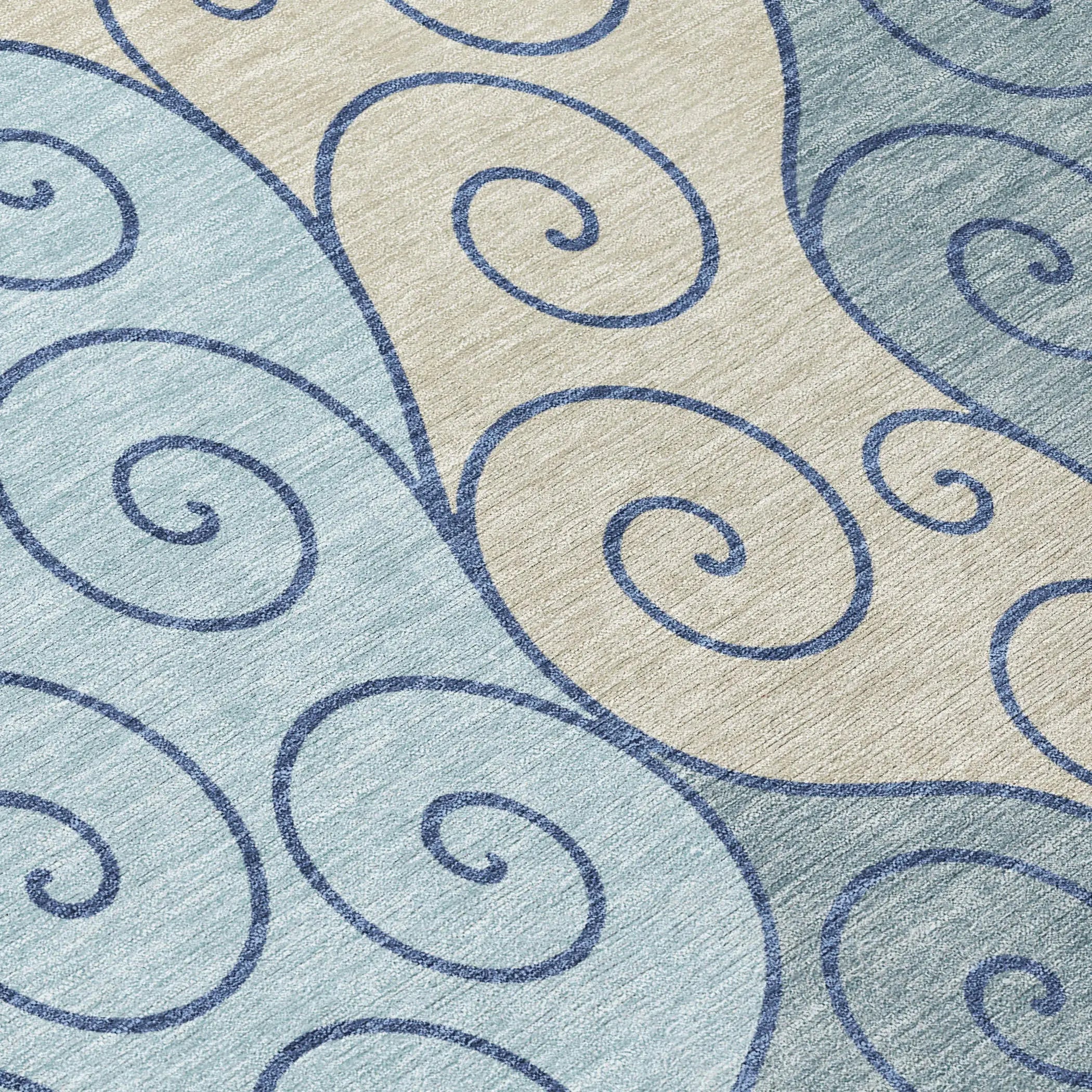 9' X 12' Sky Blue And Denim Blue Abstract Washable Indoor Outdoor Area Rug Homeroots Outdoor
