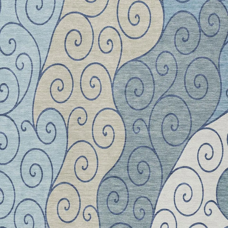 9' X 12' Sky Blue And Denim Blue Abstract Washable Indoor Outdoor Area Rug Homeroots Outdoor