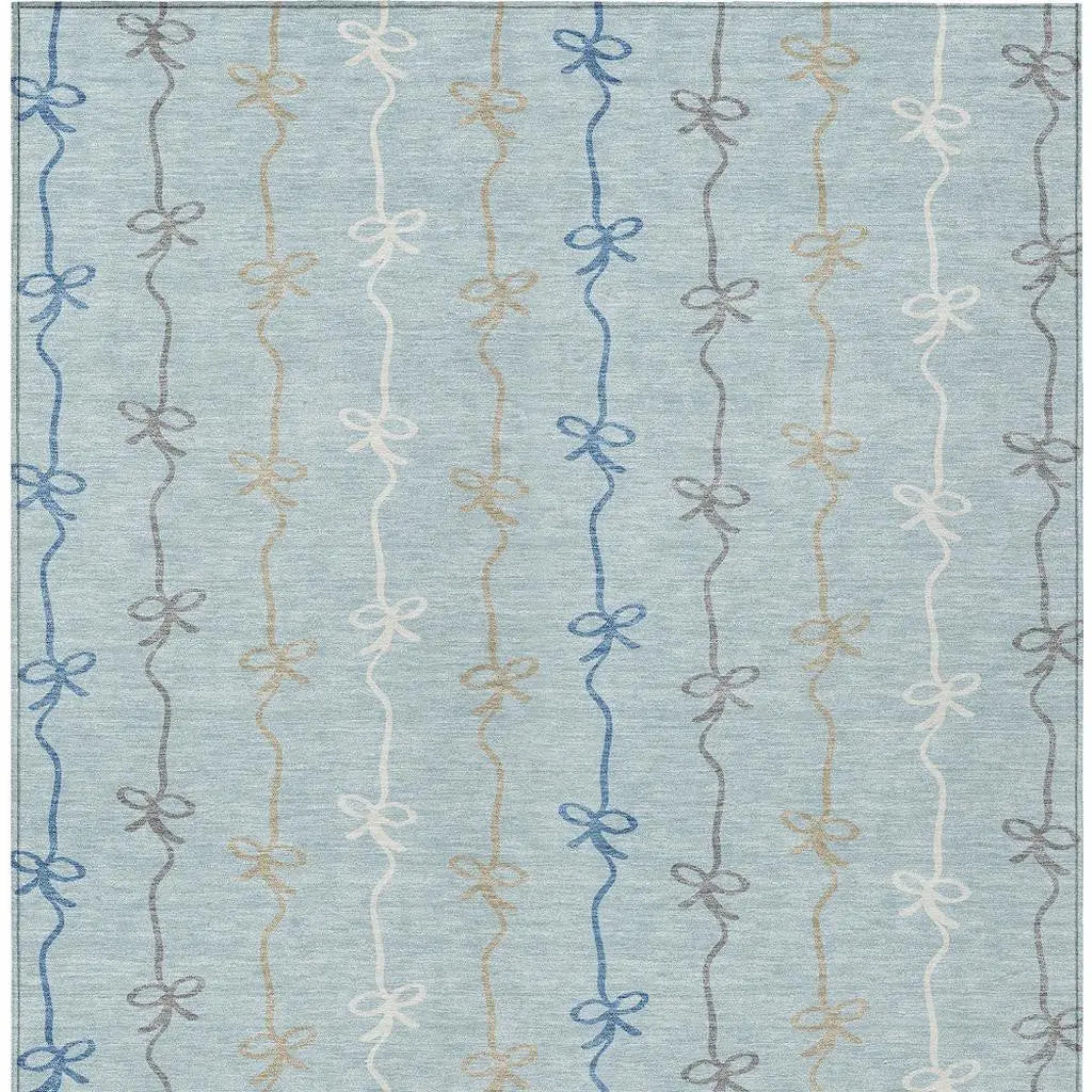 9' X 12' Sky Blue And Denim Blue Southwestern Washable Indoor Outdoor Area Rug Homeroots Outdoor
