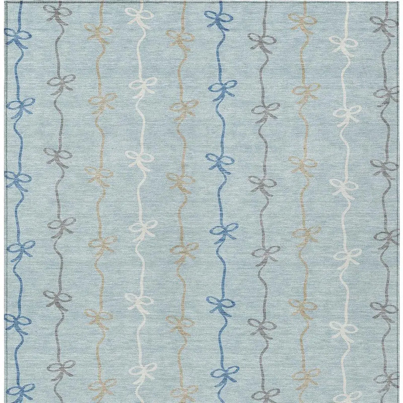 9' X 12' Sky Blue And Denim Blue Southwestern Washable Indoor Outdoor Area Rug Homeroots Outdoor