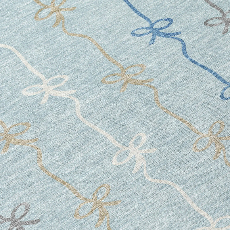9' X 12' Sky Blue And Denim Blue Southwestern Washable Indoor Outdoor Area Rug Homeroots Outdoor