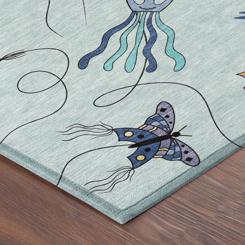 9' X 12' Sky Blue And Gold Geometric Washable Indoor Outdoor Area Rug Homeroots Outdoor