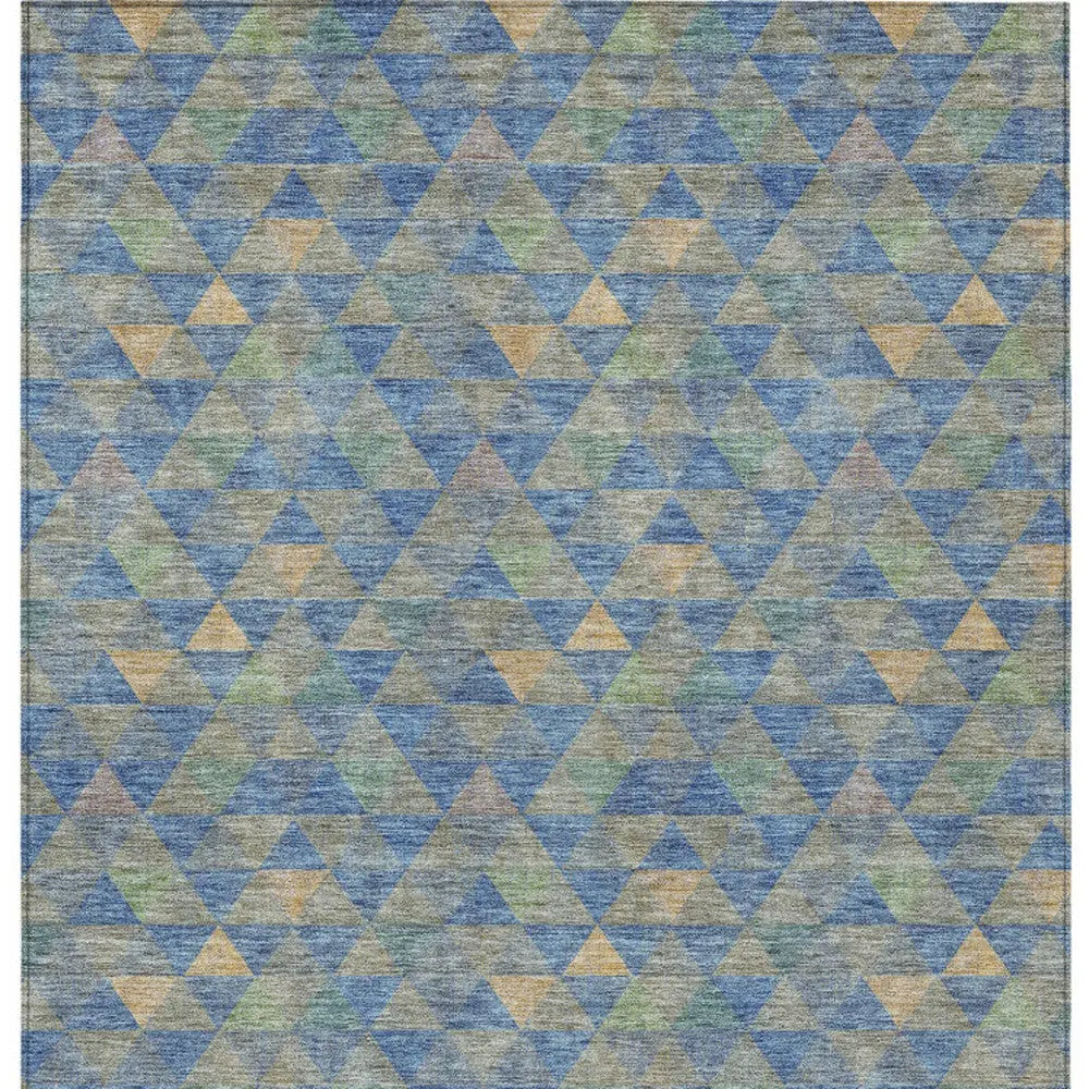 9' X 12' Sky Blue And Gray Geometric Washable Indoor Outdoor Area Rug Homeroots Outdoor