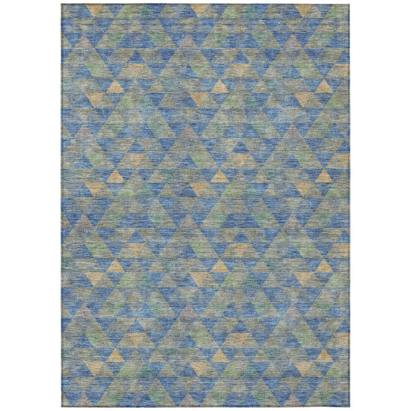 9' X 12' Sky Blue And Gray Geometric Washable Indoor Outdoor Area Rug Homeroots Outdoor