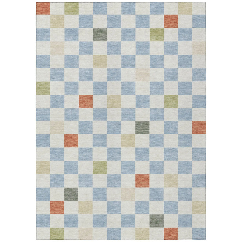 9' X 12' Sky Blue And Gray Geometric Washable Indoor Outdoor Area Rug Homeroots Outdoor