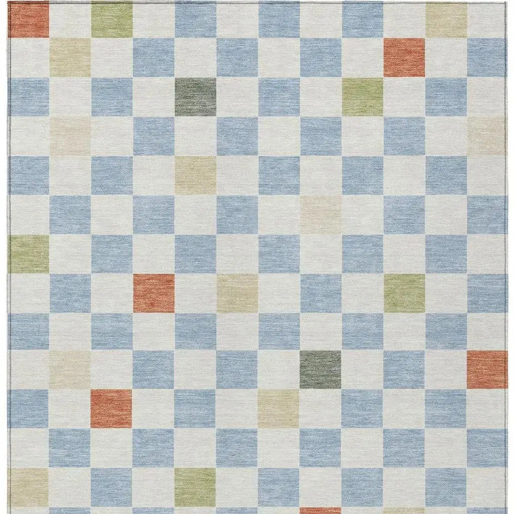 9' X 12' Sky Blue And Gray Geometric Washable Indoor Outdoor Area Rug Homeroots Outdoor