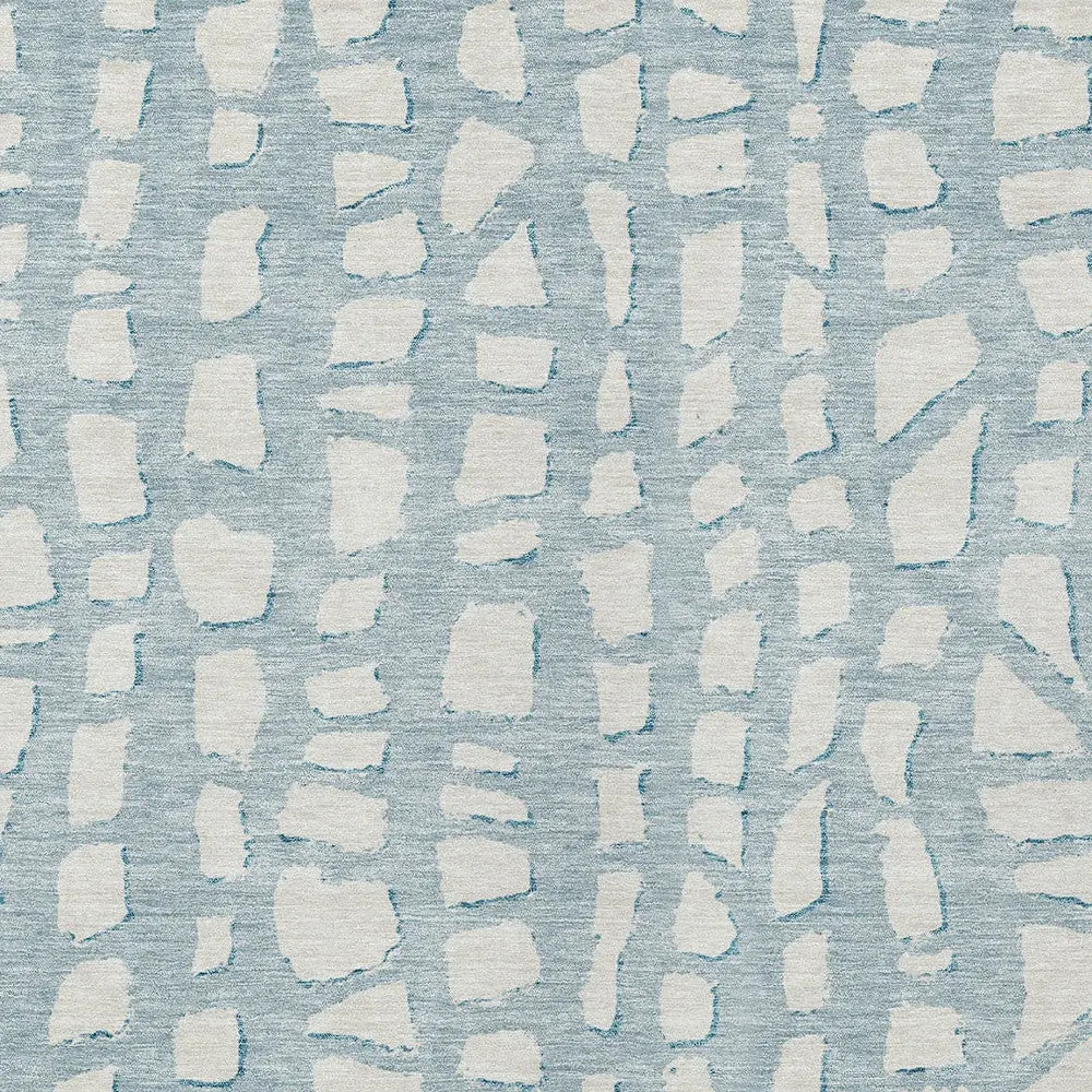 9' X 12' Sky Blue And Ivory Abstract Washable Indoor Outdoor Area Rug Homeroots Outdoor