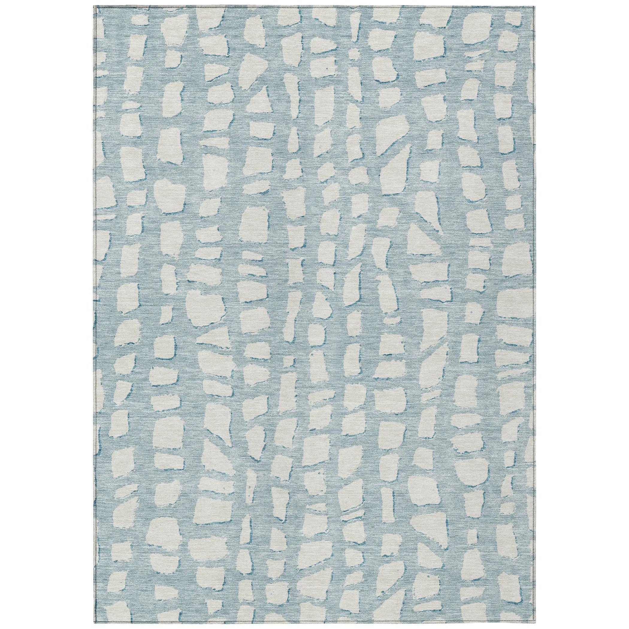 9' X 12' Sky Blue And Ivory Abstract Washable Indoor Outdoor Area Rug Homeroots Outdoor