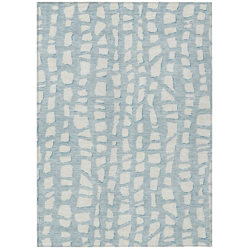 9' X 12' Sky Blue And Ivory Abstract Washable Indoor Outdoor Area Rug Homeroots Outdoor