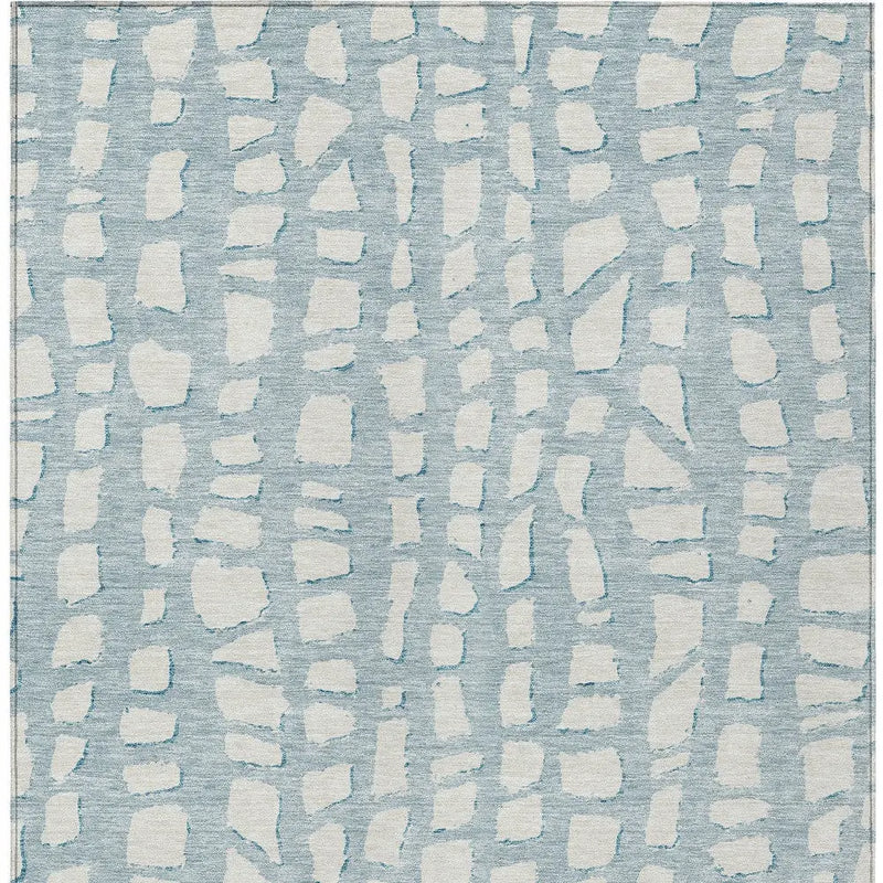 9' X 12' Sky Blue And Ivory Abstract Washable Indoor Outdoor Area Rug Homeroots Outdoor