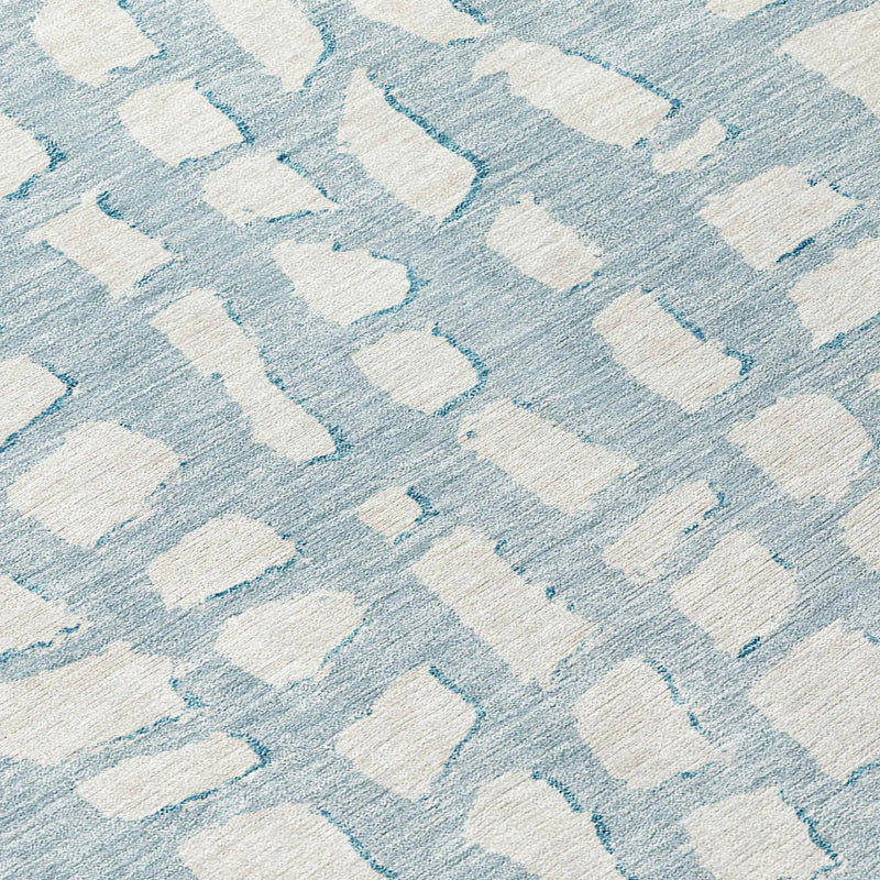9' X 12' Sky Blue And Ivory Abstract Washable Indoor Outdoor Area Rug Homeroots Outdoor