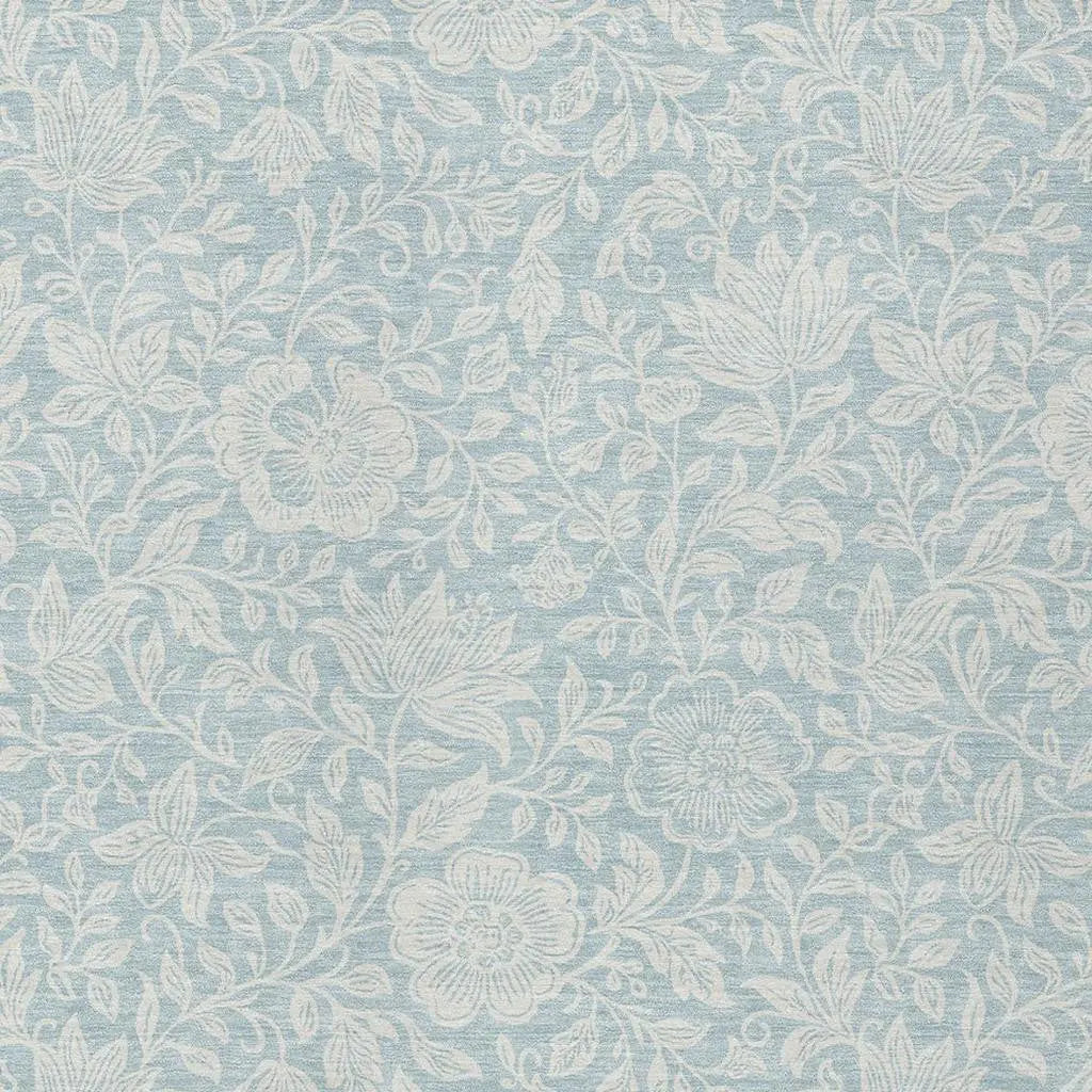 9' X 12' Sky Blue And Ivory Floral Washable Indoor Outdoor Area Rug Homeroots Outdoor