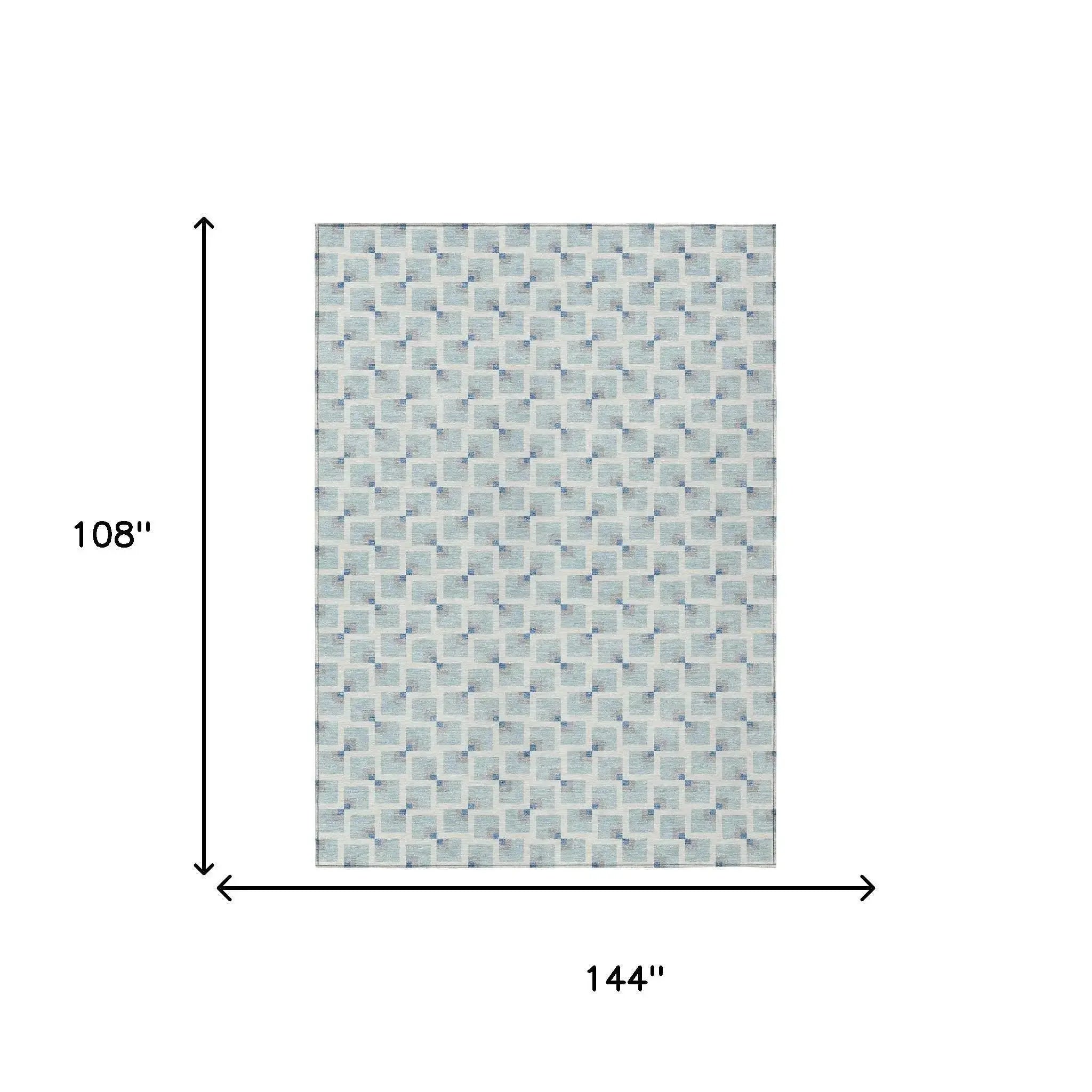 9' X 12' Sky Blue And Ivory Geometric Washable Indoor Outdoor Area Rug Homeroots Outdoor
