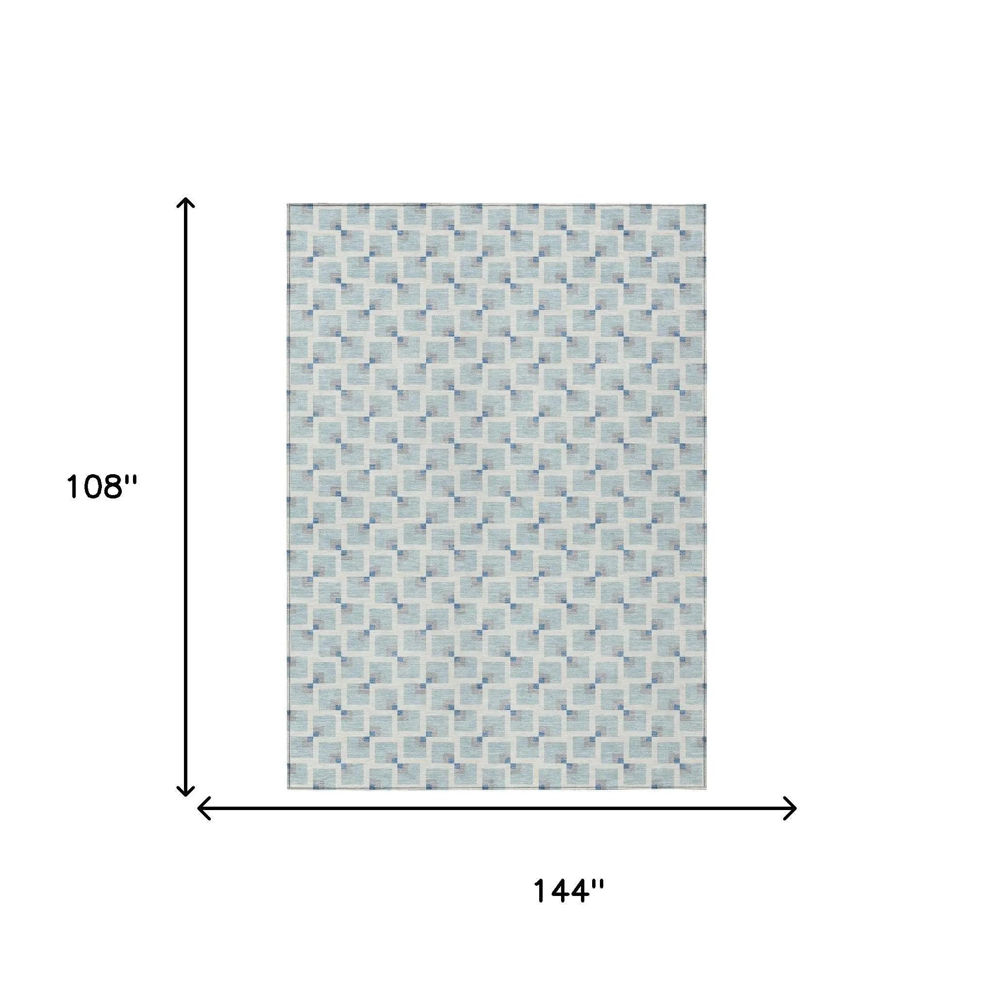 9' X 12' Sky Blue And Ivory Geometric Washable Indoor Outdoor Area Rug Homeroots Outdoor