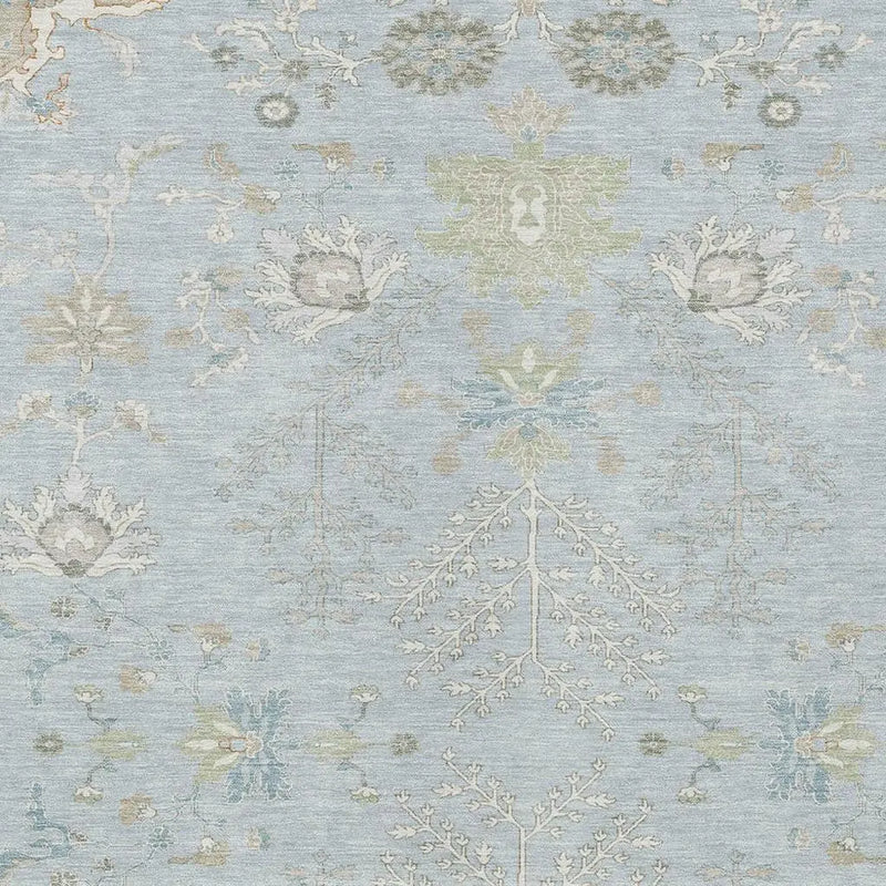 9' X 12' Sky Blue And Ivory Oriental Washable Indoor Outdoor Area Rug Homeroots Outdoor