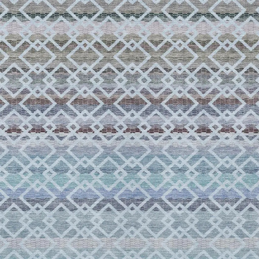9' X 12' Sky Blue And Ivory Striped Washable Indoor Outdoor Area Rug Homeroots Outdoor