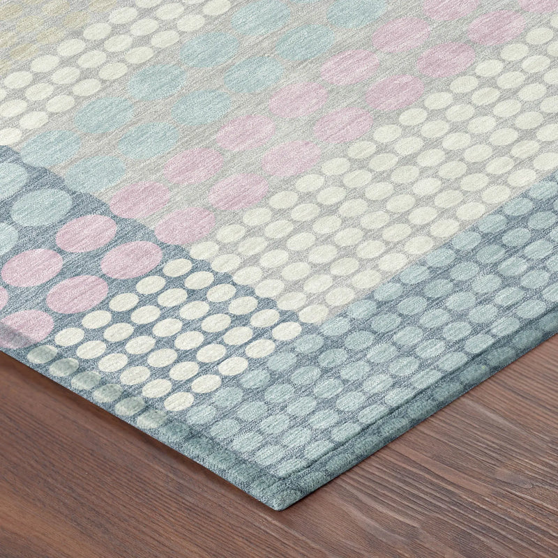 9' X 12' Sky Blue And Lavender Geometric Washable Indoor Outdoor Area Rug Homeroots Outdoor