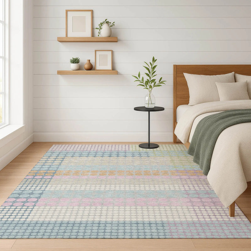 9' X 12' Sky Blue And Lavender Geometric Washable Indoor Outdoor Area Rug Homeroots Outdoor