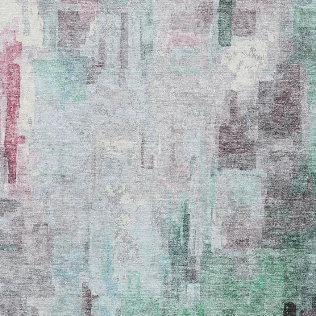 9' X 12' Sky Blue And Mauve Abstract Washable Indoor Outdoor Area Rug Homeroots Outdoor