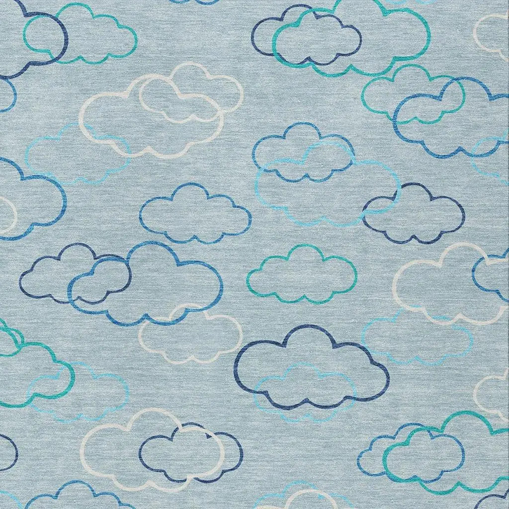 9' X 12' Sky Blue And Navy Blue Abstract Washable Indoor Outdoor Area Rug Homeroots Outdoor