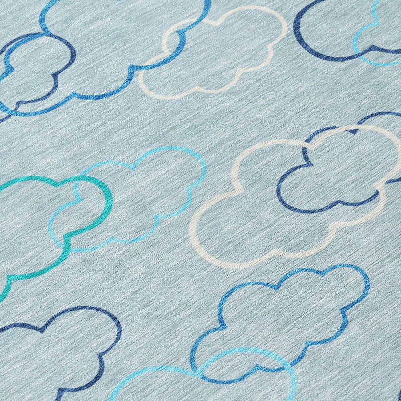 9' X 12' Sky Blue And Navy Blue Abstract Washable Indoor Outdoor Area Rug Homeroots Outdoor
