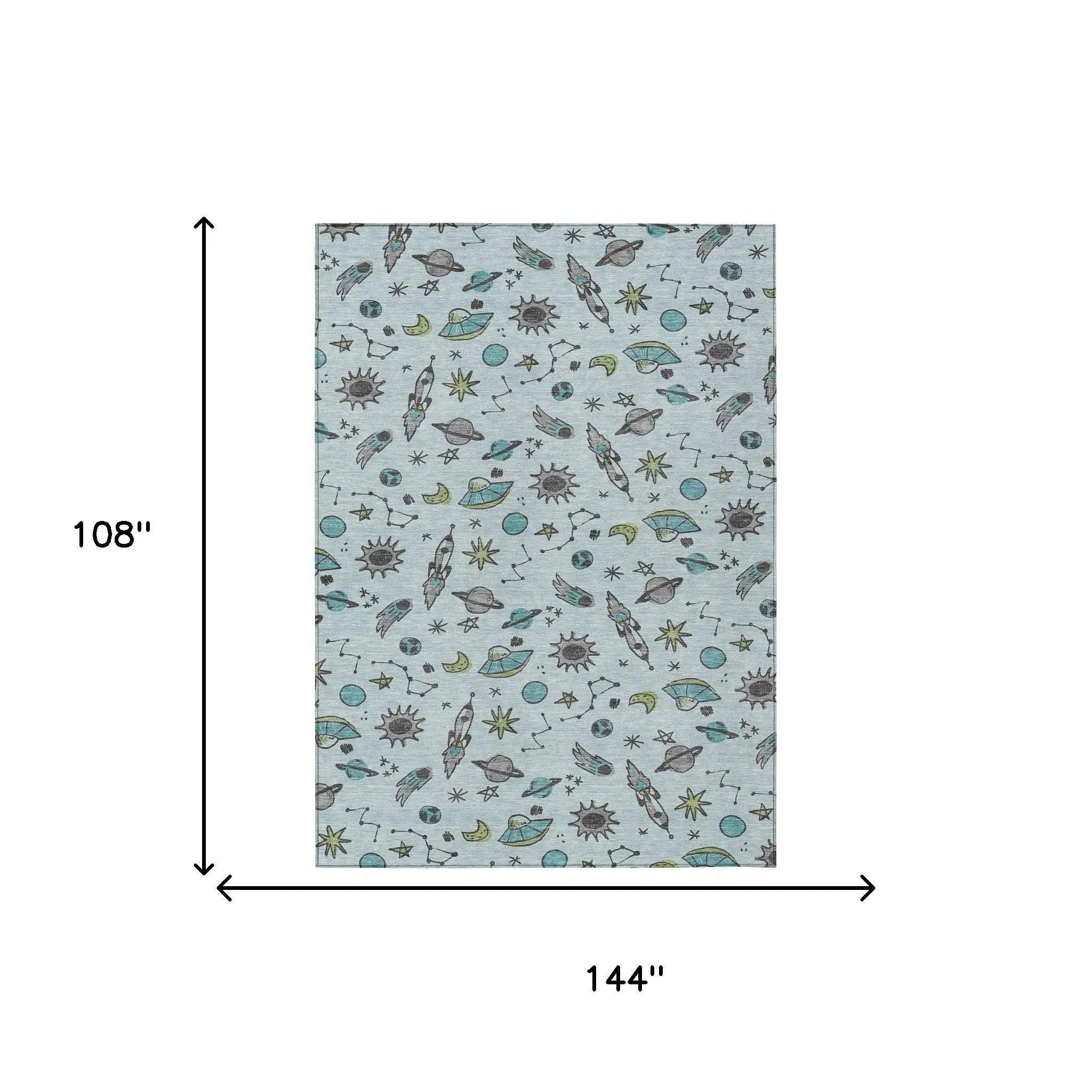 9' X 12' Sky Blue And Teal Blue Animal Print Washable Indoor Outdoor Area Rug Homeroots Outdoor