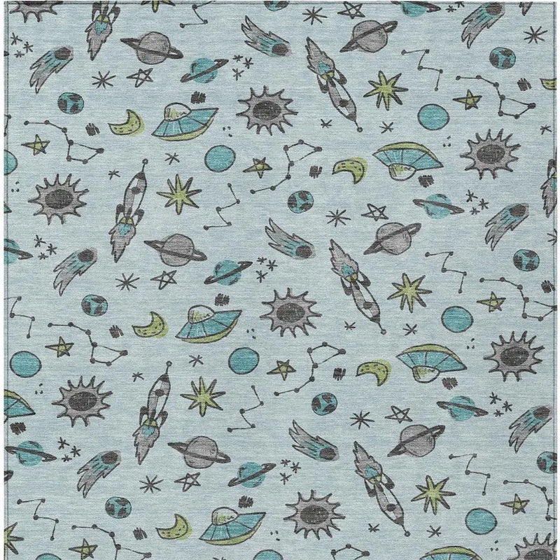 9' X 12' Sky Blue And Teal Blue Animal Print Washable Indoor Outdoor Area Rug Homeroots Outdoor