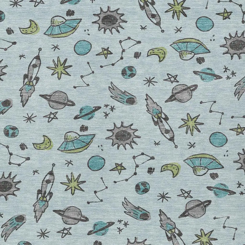 9' X 12' Sky Blue And Teal Blue Animal Print Washable Indoor Outdoor Area Rug Homeroots Outdoor