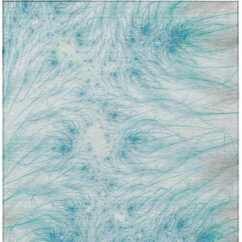 9' X 12' Sky Blue And Teal Blue Oriental Washable Indoor Outdoor Area Rug Homeroots Outdoor