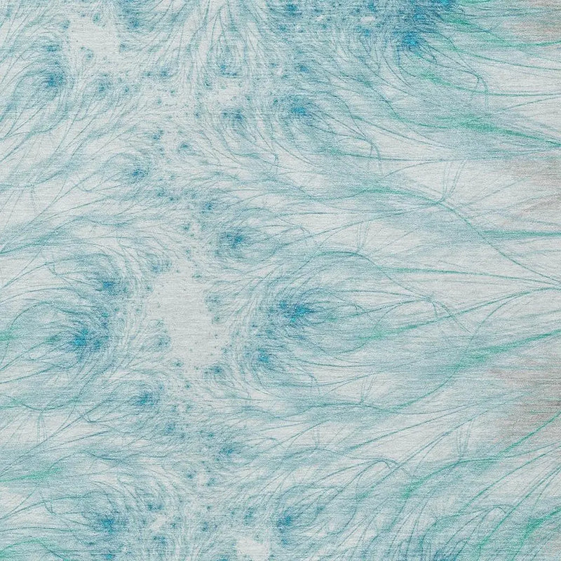 9' X 12' Sky Blue And Teal Blue Oriental Washable Indoor Outdoor Area Rug Homeroots Outdoor