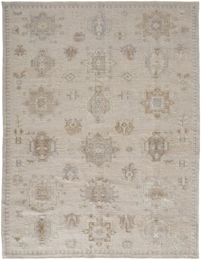 9' X 12' Tan And Brown Floral Hand Knotted Stain Resistant Area Rug Homeroots Outdoor