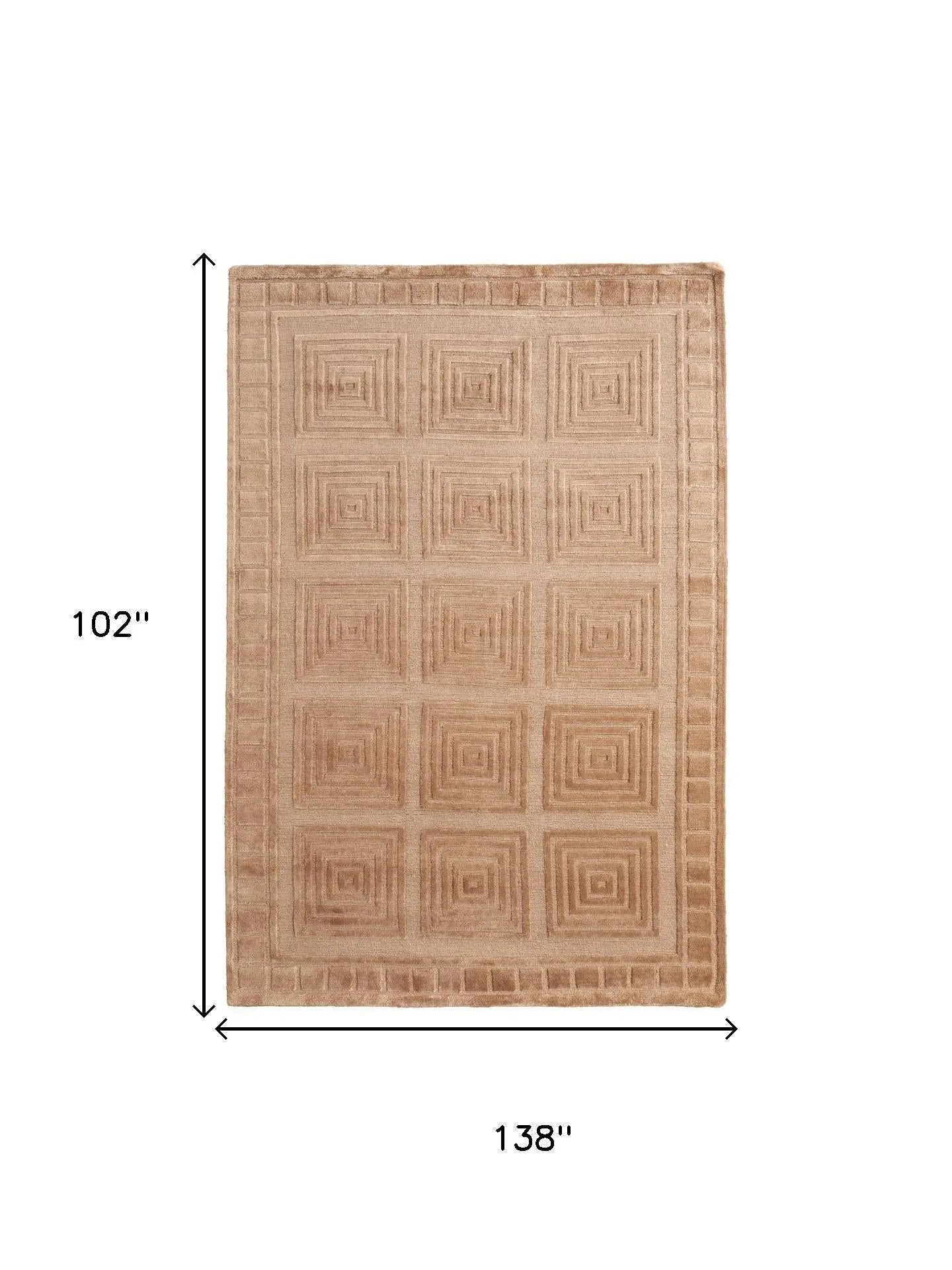 9' X 12' Tan And Gold Wool Geometric Hand Knotted Area Rug Homeroots Home Decor