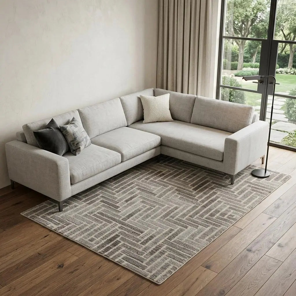 9' X 12' Tan and Gray Wool Geometric Hand Tufted Area Rug Homeroots Home Decor