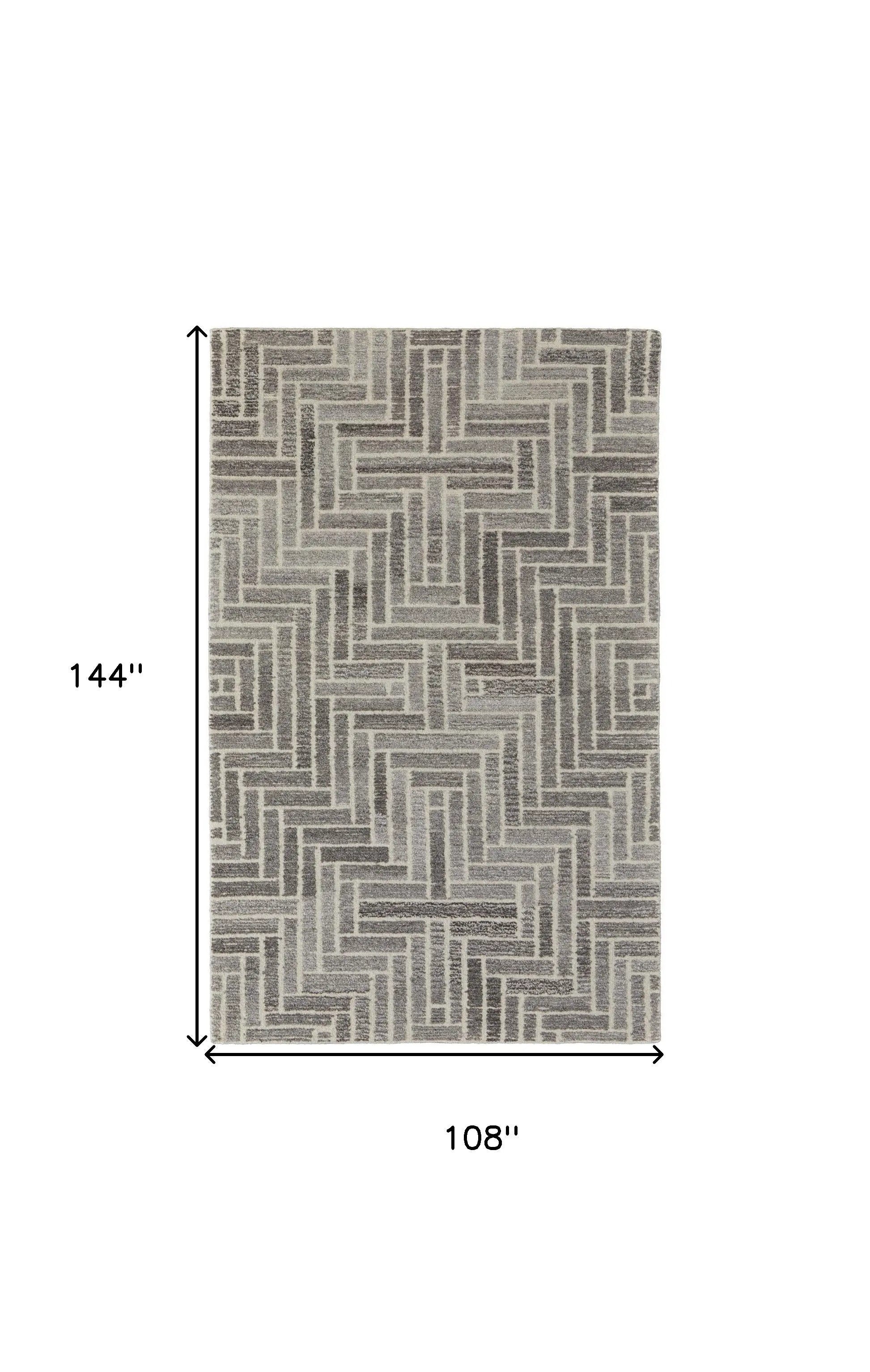9' X 12' Tan and Gray Wool Geometric Hand Tufted Area Rug Homeroots Home Decor