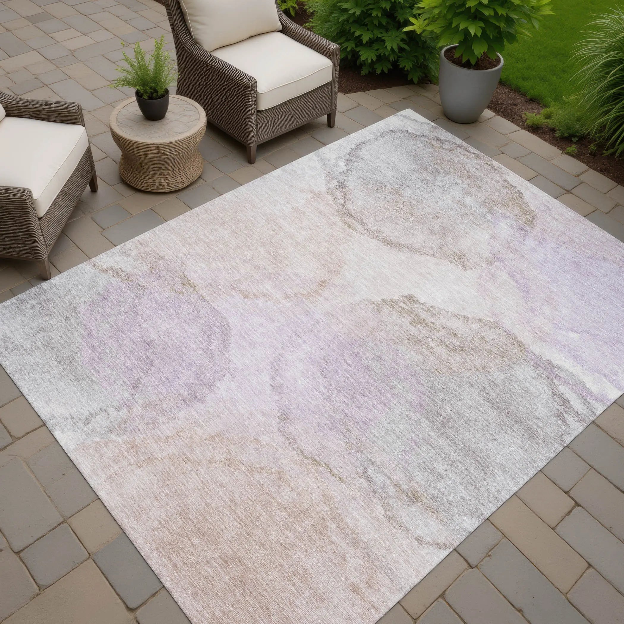 9' X 12' Taupe And Beige Abstract Washable Indoor Outdoor Area Rug Homeroots Outdoor