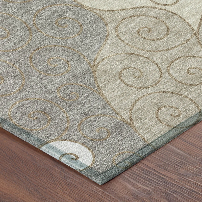 9' X 12' Taupe And Beige Abstract Washable Indoor Outdoor Area Rug Homeroots Outdoor