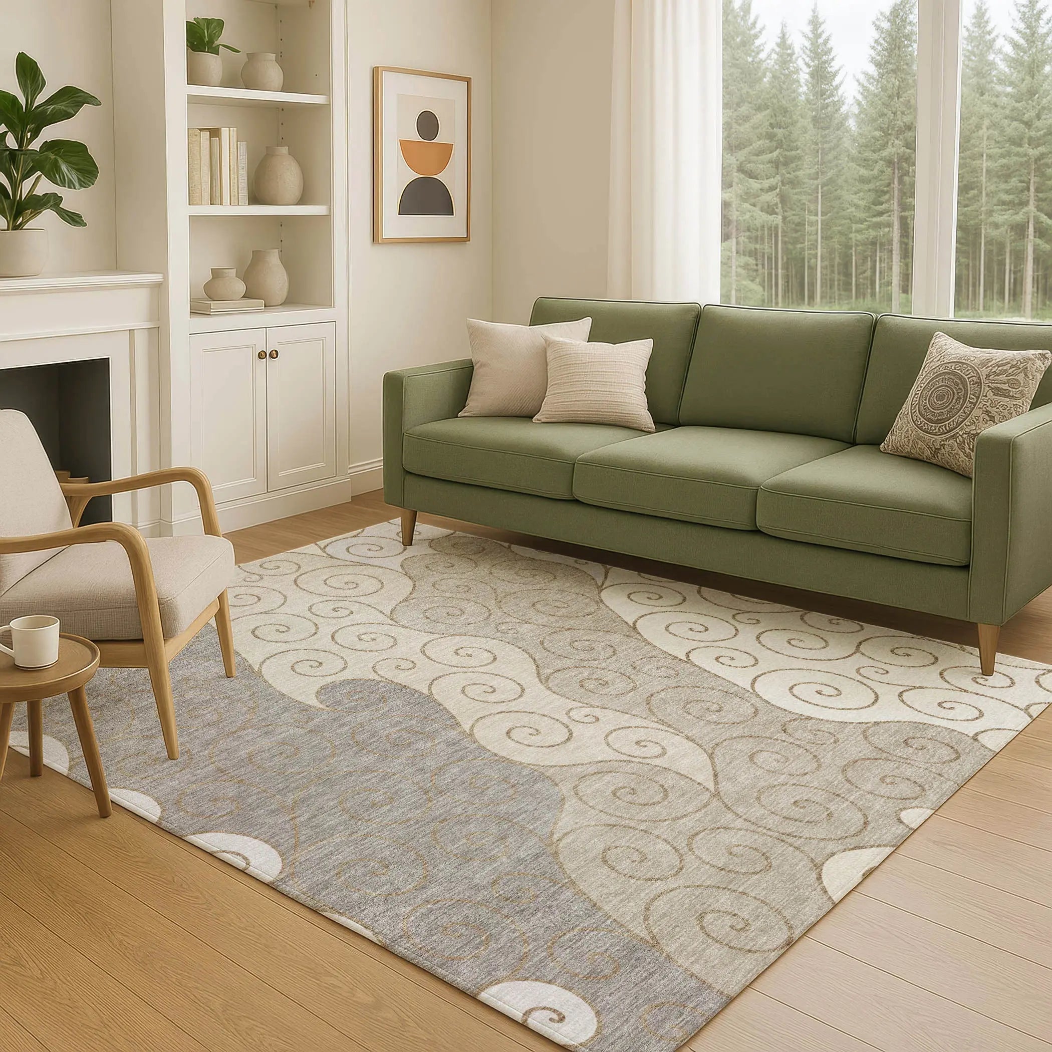 9' X 12' Taupe And Beige Abstract Washable Indoor Outdoor Area Rug Homeroots Outdoor