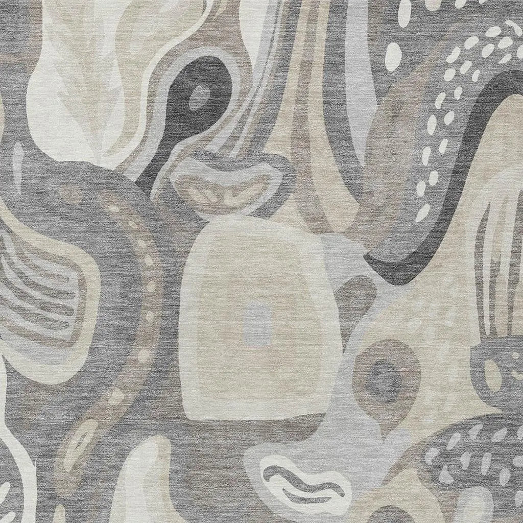 9' X 12' Taupe And Beige Abstract Washable Indoor Outdoor Area Rug Homeroots Outdoor