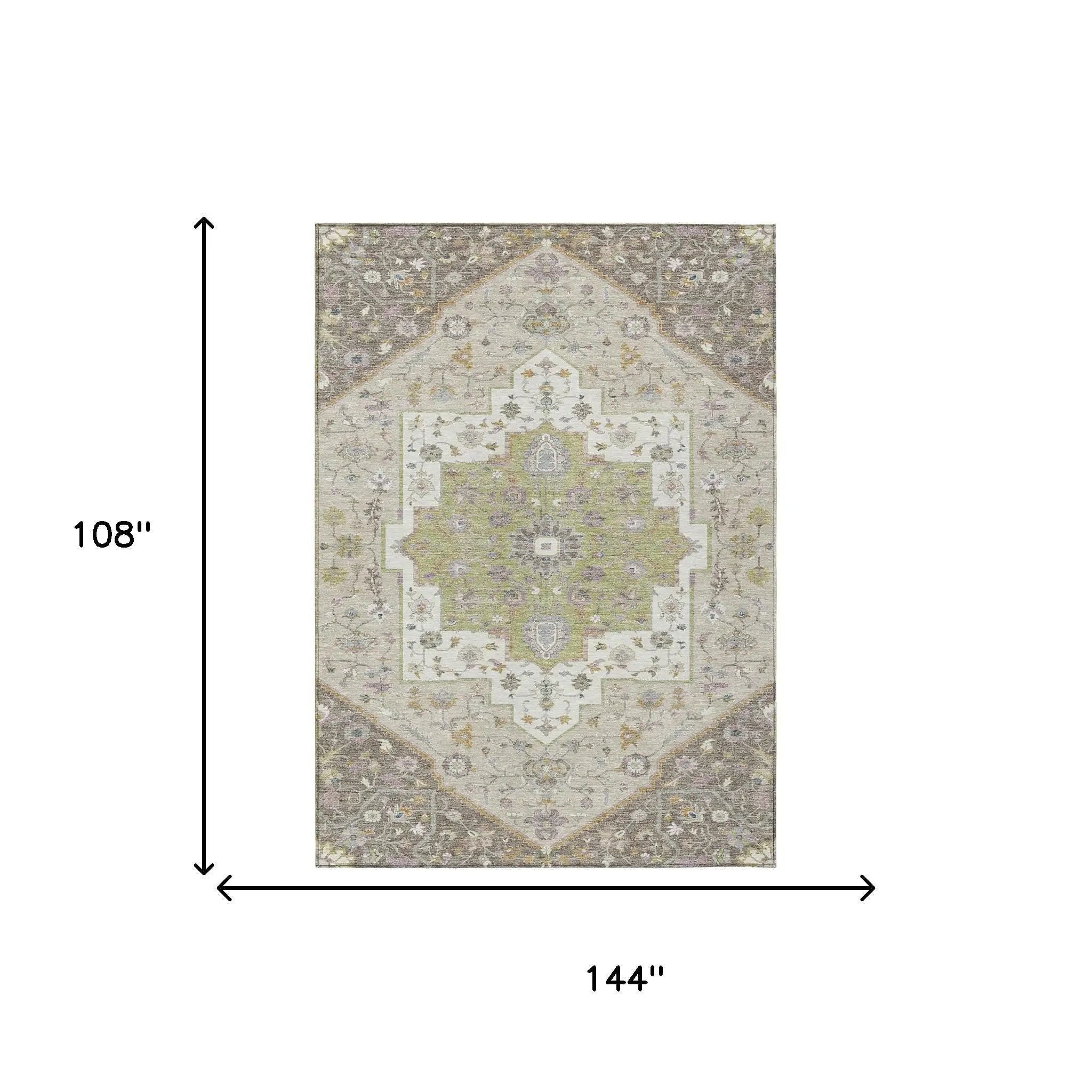 9' X 12' Taupe And Beige Floral Medallion Washable Indoor Outdoor Area Rug Homeroots Outdoor