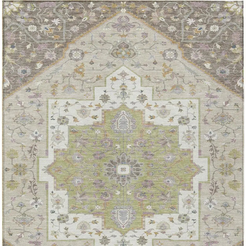 9' X 12' Taupe And Beige Floral Medallion Washable Indoor Outdoor Area Rug Homeroots Outdoor
