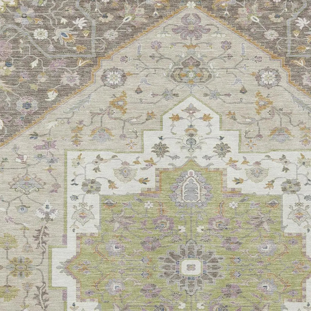9' X 12' Taupe And Beige Floral Medallion Washable Indoor Outdoor Area Rug Homeroots Outdoor