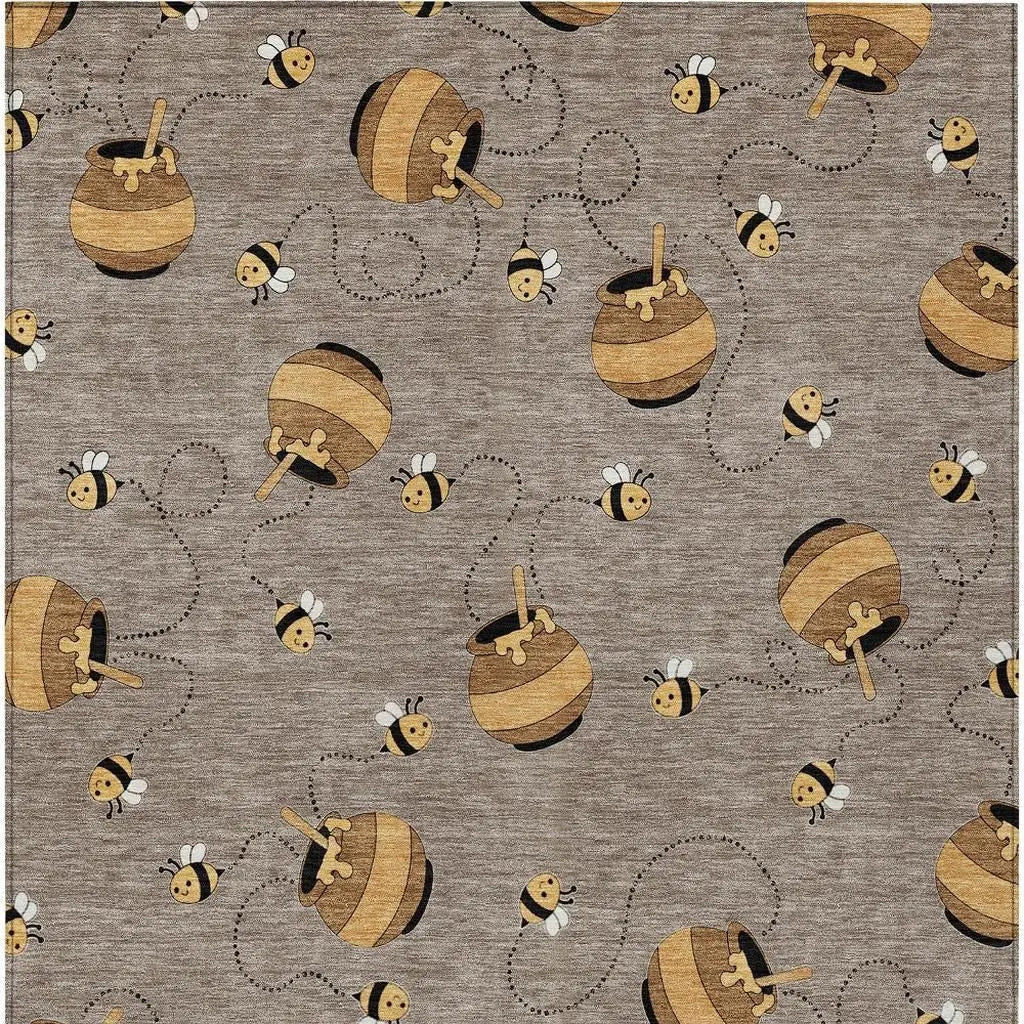 9' X 12' Taupe And Beige Geometric Washable Indoor Outdoor Area Rug Homeroots Outdoor